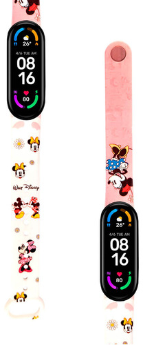 Correa Compatible Xiaomi Mi Band 5 Y 6 Minnie Mouse Rosa