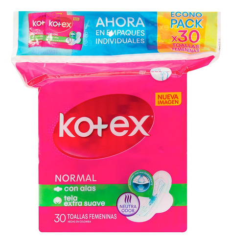 Toallas Higienicas Kotex Normal Con - Unidad a $453