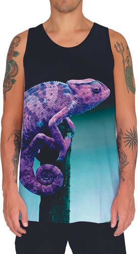 Camiseta Regata Animal Camaleão Reptil Lagarta Répteis 4