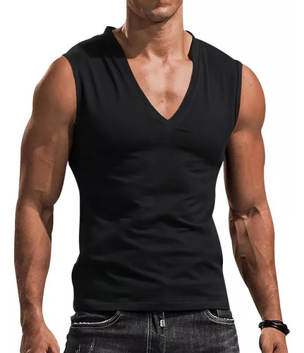 Playera Sin Mangas Transpirable Con Cuello En V Para Hombrea