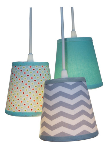 Lustre Cacho Chevron Crie Casa Cinza E Verde