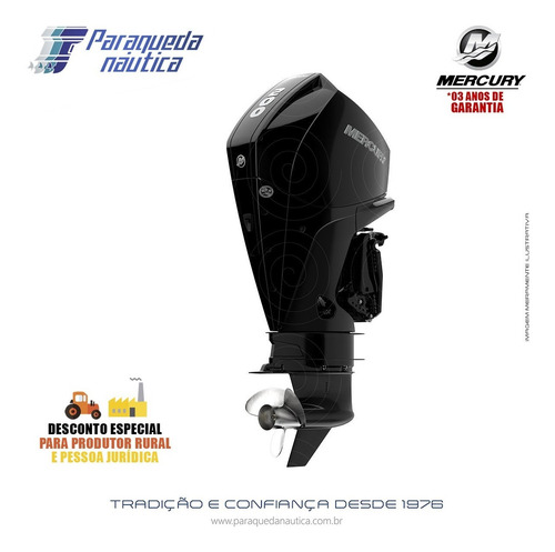 Motor Popa Mercury 4 Tempos 200hp Cxl Efi V6 Mecânico Preto