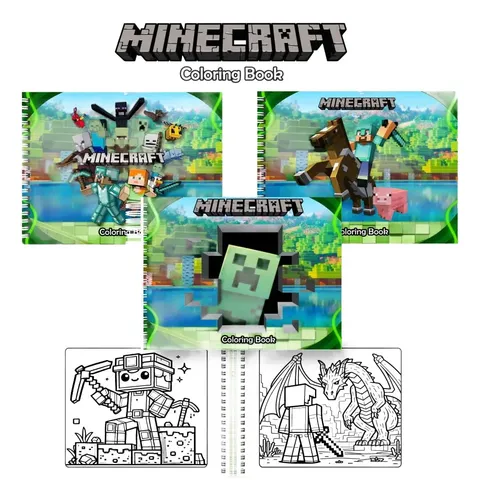 Livro De Colorir Vários Temas Estilo Bobbie Goods 50 Paginas Minecraft ...