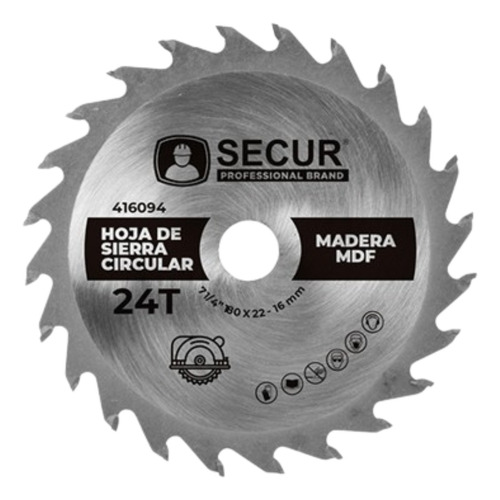 Disco De Sierra Circular 7 1/4  (180mm) 7000 Rpm 24 Dientes 