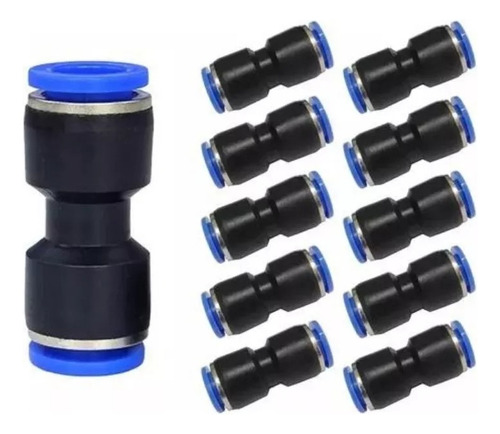 União Emenda Reta Pu 8mm Pneumática Engate Rápido 10 Peças