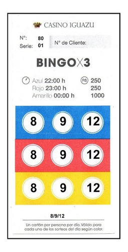 Cartones De Bingo Troquelados Uso Sin Marcar