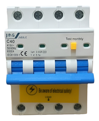Disjuntor Diferencial Residual Ddr 30ma 40a Jnb8le-3n-c40