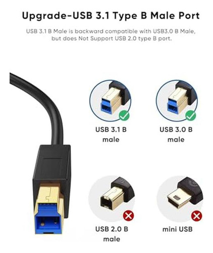 Cablecreation Cable Usb C A Usb B 3.1 3ft, Usb B A Usb C, Ca