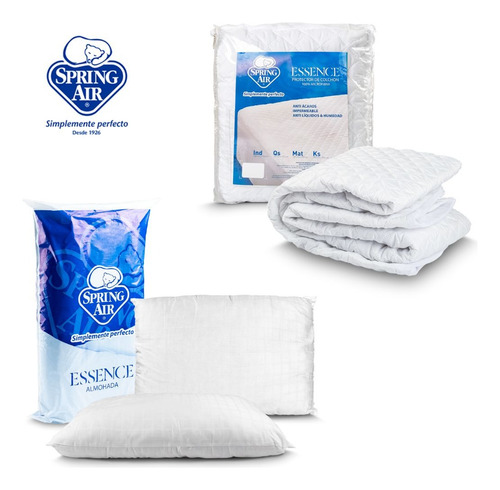 Pack De 2 Almohadas Spring Peach + Cubre Colchón Queen Size