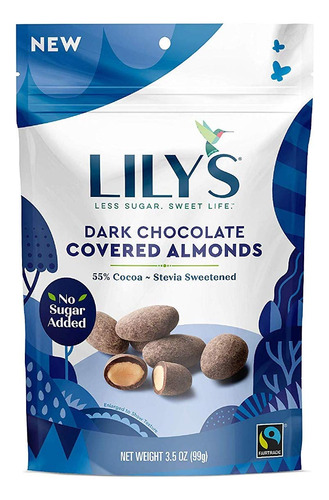 Lily's Almendras Cubiertas De Chocolate Negro Con Cacao Endu