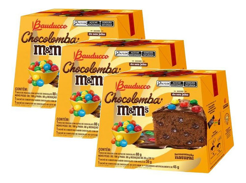 3 Mini Chocolomba Pascal Mms E Gotas Chocolate Bauducco 80g