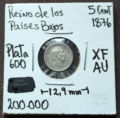 Imagen 4 de 5 de Excelente 5 Cent Reino Países Bajos 1876, Plata (en Caracas)