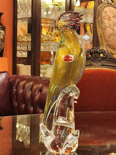 Figura Loro De Cristal De Murano Con Oro Etiqueta Original