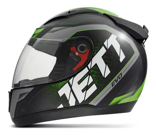 Capacete Jett Evo Line Verde Brilhante Tamanho 56 Pro Tork 