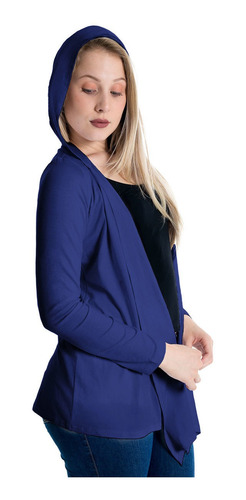 Imagem 2 de 5 de Cardigan Capuz Plus Size Casaco Com Bico Blusa Feminina
