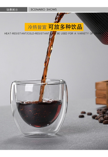 Taza De Té De Doble Capa De 80 Ml Taza De Café Transparente