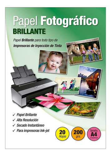 Papel Fotografico Glossy 200 Grs A4