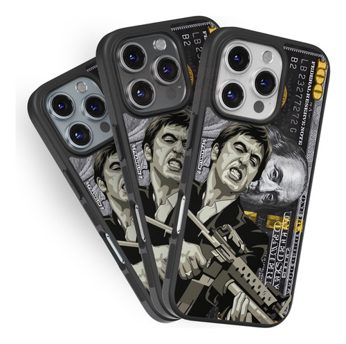 Funda Tony Montana Caracortada Scarface Dolar 100 Negro Negro Iphone 12 Pro Max
