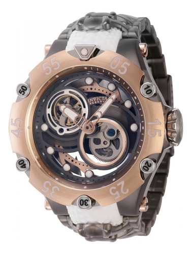 Relógio de pulseira Invicta 43929, para homem, com pulseira de silicone, aço inoxidável cor de aço, titânio, ouro rosa