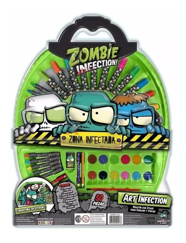 Set Arte Valija Zombie Infection 50 Piezas Pintar Dibujar Ed