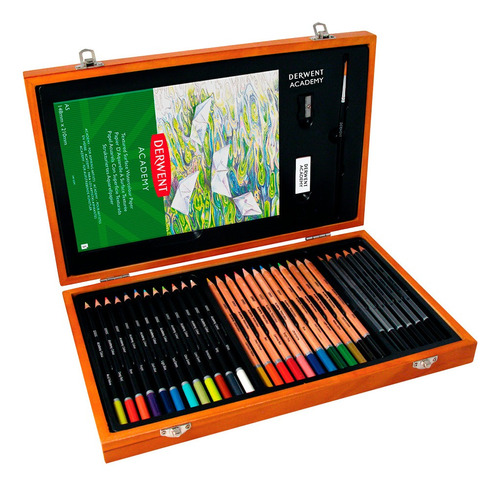 Set De Lapices De Colores Caja De Madera 35pz Derwentacademy