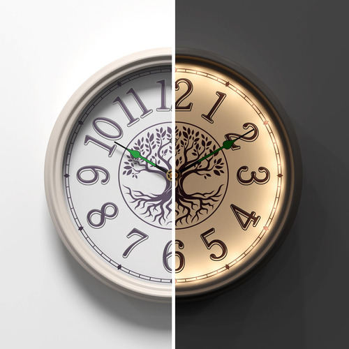 Reloj De Pared Vintage Iluminado 30 Cm Funciona Con Pilas. I