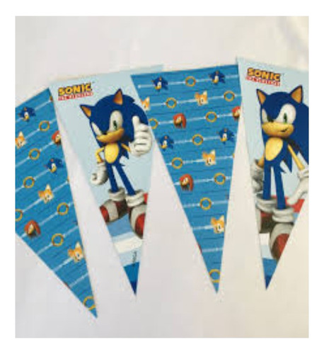 Banderin Triangulo Sonic Personajes Fiesta Cotillon
