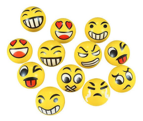 Pelota Emoji Esponja Anti Estrés 12 Pz