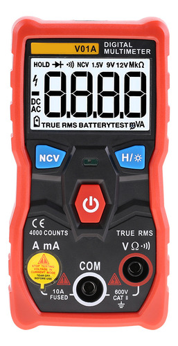 Multímetro Rojo Aneng V01a Auto Range True Rms Digital