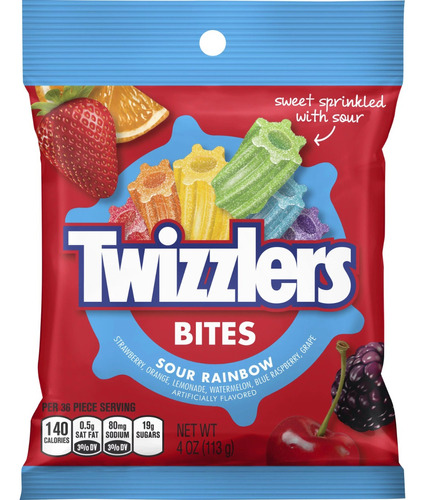 Twizzlers Bites Dulces Sour Rainbow 113 Gr