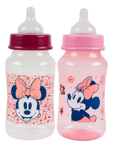 Biberon Bibi Plastico Libre Bpa Bebes 320ml/11oz Set 2 Pzs Color Minnie Mouse (niña)