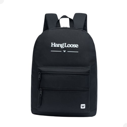 Mochila Hang Loose Reforçada Passeio Escolar Notebook Preta Cor Preto Desenho Do Tecido Lisa