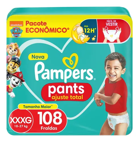 Fralda Pampers Pants Ajuste Total Tamanho XXXG 108 Unidades