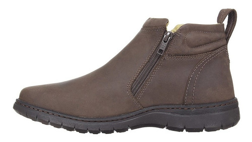 Imagem 2 de 6 de Botina Couro Masculina Bico Redondo Marrom Zebu 31113