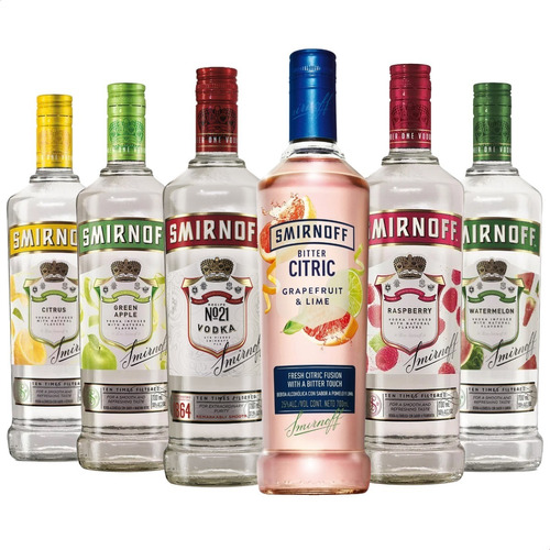 Vodka Smirnoff 700ml Combo X 6 Botellas Pack X 6 Sabores