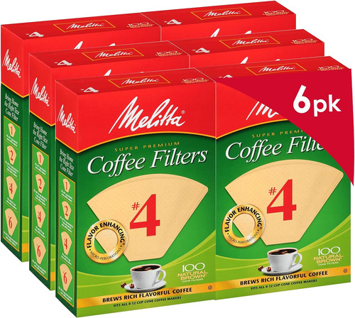 (63217c) #4 Super Premium Cone Coffee Filters, Marrón ...