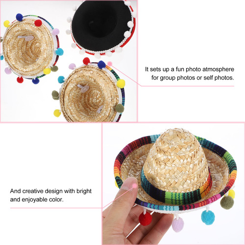 Mini Diademas Con Forma De Sombrero Mexicano Para El Pelo, 3