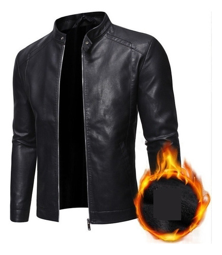 Abrigo De Cuero Para Hombre Joven Chamarra Casual