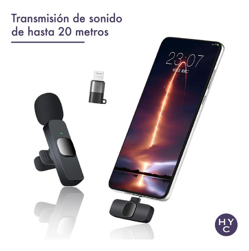 Microfono Corbatero Inalambrico Compatible iPhone Celular Color Negro