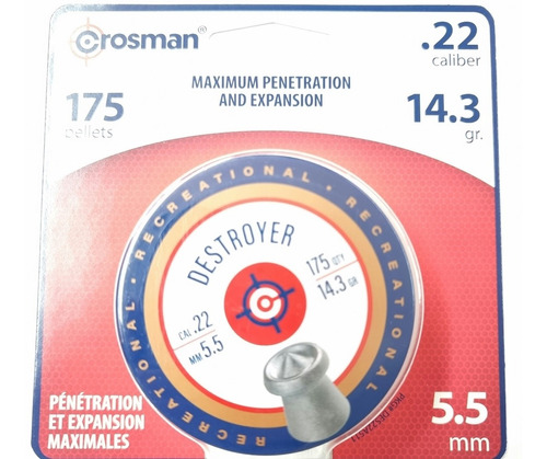 Postones Crosman Destroyer 175 Unidades Peso 14.3 Gr Caza 