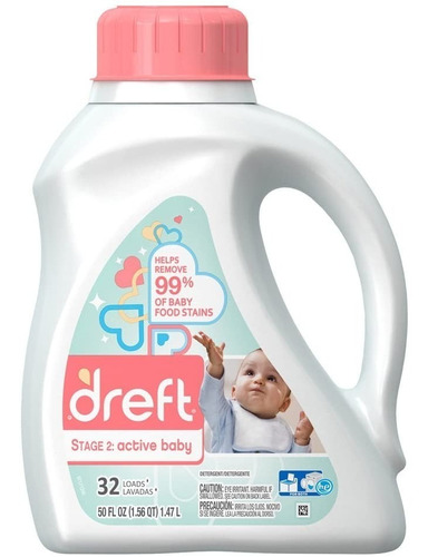 Dreft Stage 2: Active Baby Detergente Liquido 1.47 Lt