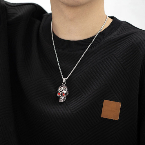 Hip Hop Punk Style Skull Collar De Acero Inoxidable