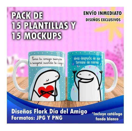 15 Diseños Flork Plantillas Dia Del Amigo Sublimar Tazas