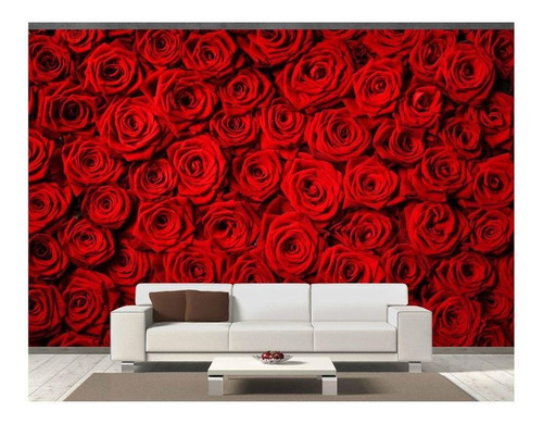 Adesivo De Parede Flores Rosas Vermelhas 3d 8,5m² Nfl228
