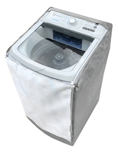 Capa Maquina De Lavar Electrolux Led 13kg E 14kg Com Ziper Cor Cinza