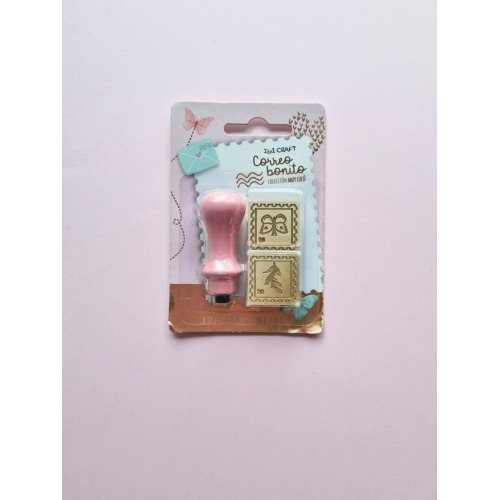Kit Sello Para Lacre Mango De Madera + Bronce X2 Correo Ibi Tinta