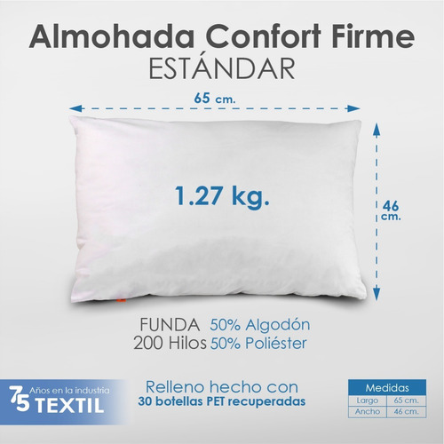 2 Pz Almohada Confort Firme Hotelera Estandar