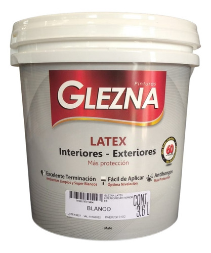 Pintura Latex Interior/exterior Blanco Mate 3,6l Glezna | Ed