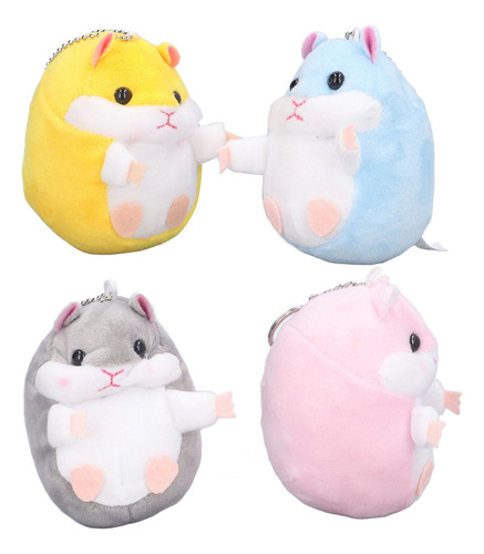 Chaveiro De Hamster, 4 Peças, Pelúcia, 4 Cores Diferentes, A