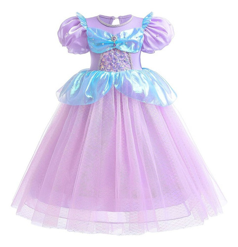 Vestido De Princesa Ariel Con Luces Led Para Niñas